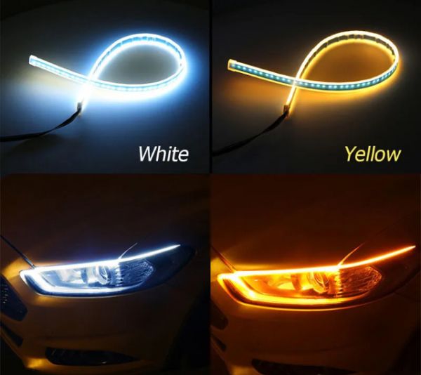 LED DRL Light Amber Flexible Turn Signal Strip for Headlight