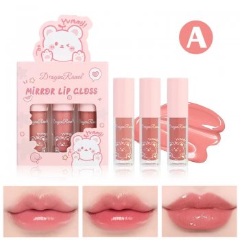 3 Pcs mini Mirror Lip Gloss Set