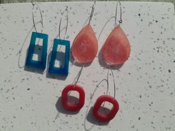 Handmade Resin Hoop Earring Set