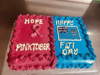 13x9  PINK OCTOBER - FIJI DAY CHOCOLATE OR MARBLE CAKE 