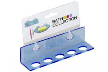 Toothbrush Holder With Suction Cups / 15 x 4 x 5cm (2 Assorted Colours)Holds up to 5 Toothbrushes