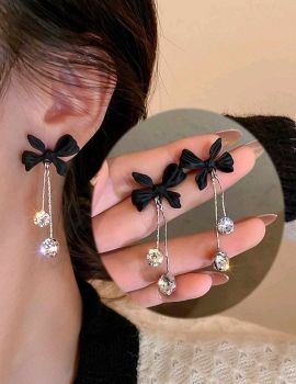 Black Bow-Knot Earrings