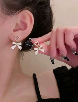 Bow-Knot Heart Shaped Dangle Earrings