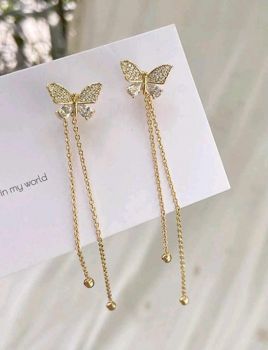 Rhinestone & Butterfly Decor Earring Jackets 