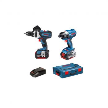 Bosch Hammer Drill, Impact Driver, 2 x Batteries, Charger in L-Box