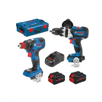 Bosch 18V 2pc Kit Brushless Hammer Drill, Brushless Impact Driver,2 x 4.0Ah Batery,1 x Fast Charger in L-Box Carry Case