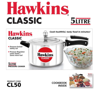 Hawkins Aluminium 5 Litre Classic Pressure Cooker, Best Inner Lid Cooker, 