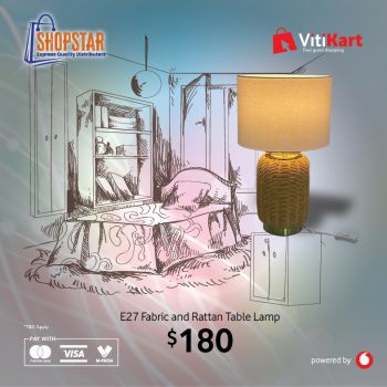 E27 Fabric and Rattan Table Lamp