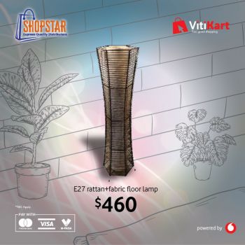 E27 Rattan + Fabric Floor Lamp