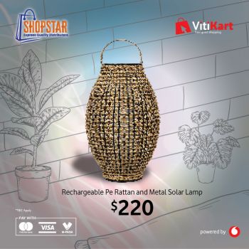 Rechargeable Pe Rattan and Metal Solar Lamp