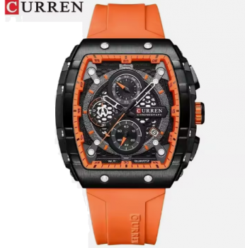 Orange CURREN 8442 Men Watch Top Luxury Quartz 