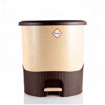 Phoenix Oval Pedal Bin Beige/Brown - 14L 