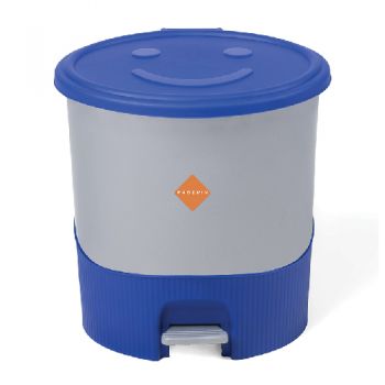 Phoenix Oval Pedal Bin Silver/Dark Blue - 14L