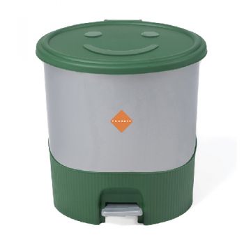 Phoenix Oval Pedal Bin Silver/Dark Green - 14L