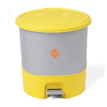 Phoenix Oval Pedal Bin Silver/Yellow - 14L