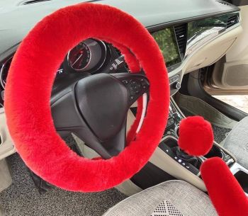 Universal Winter Faux Fur Steering Wheel cover set (3pcs)