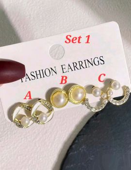 Bow & Fish Shaped Faux Pearl Earrings