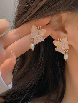 1 pair Trendy Butterfly Drip Oil Earring