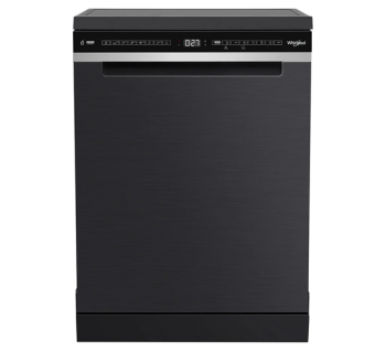 WHIRLPOOL 60cm Power Clean Pro Maxi Tub 14 Place Setting Free Standing Dishwasher - Black