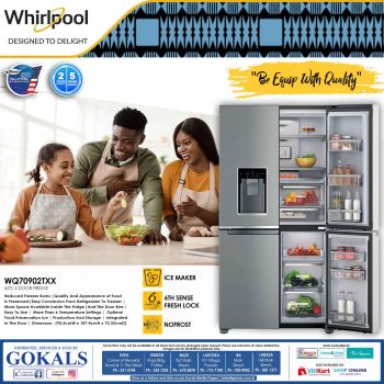 WHIRLPOOL  592L French Door Fridge/Freezer With Ice & Water Dispenser  S/Steel WQ70902